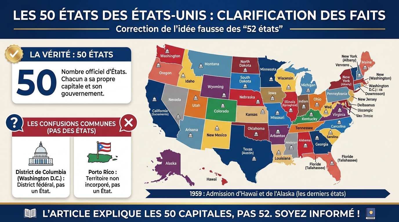 Les 52 états des états-unis et leurs capitales expliqués 3 Faits intéressants sur chaque état